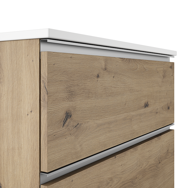 VISOBATH GRANADA Conjunto Completo Mueble de Baño Suspendido 2 Cajones Color Roble Costa Tirador Aluminio