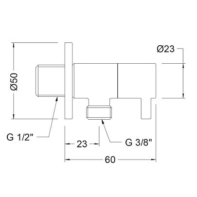 GENEBRE 3110 03 52 Válvula De Escuadra Redonda 1/2"x3/8" Acero Cepillado
