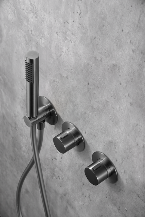 IMEX GTA052/BGM ASSEN Grifo Termostático Ducha Empotrado 2 Vías Black Gun Metal