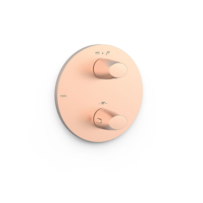TRES 28125001OPM FUJI Pieza Vista para Caja Empotrada de 2 Vías Therm-Box Color Oro Rosa Mate 24K