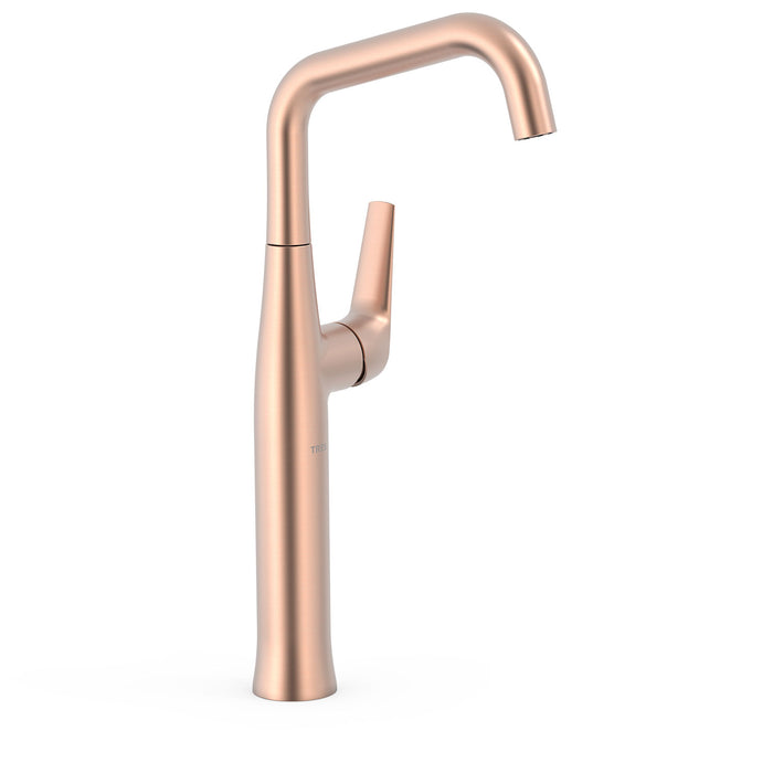 TRES 28184701OPM FUJI Grifo Monomando Caño XXL con Maneta Lateral Lavabo Color Oro Rosa Mate 24K