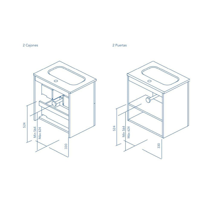ROYO C0070878 STREET 50 Conjunto Mueble de Baño 2 Cajones Blanco Brillo
