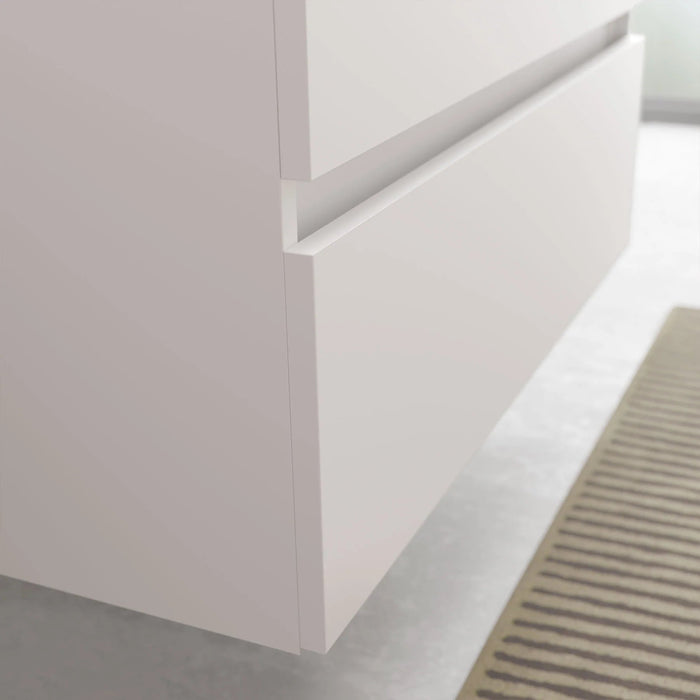 SALGAR BEQUIA Mueble de Baño con Lavabo 2 Cajones 2 Huecos Blanco Roble África Derecha
