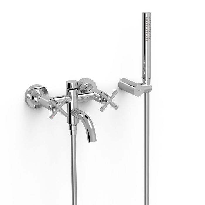 TRES 28317601 MONT BLANC Grifo Bimando Mural Bañera y Ducha Color Cromo