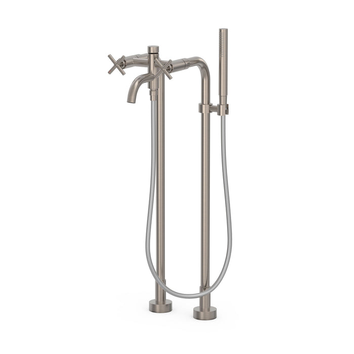 TRES 28319401AC MONT BLANC Grifo Bimando de Suelo Bañera y Ducha Color Acero