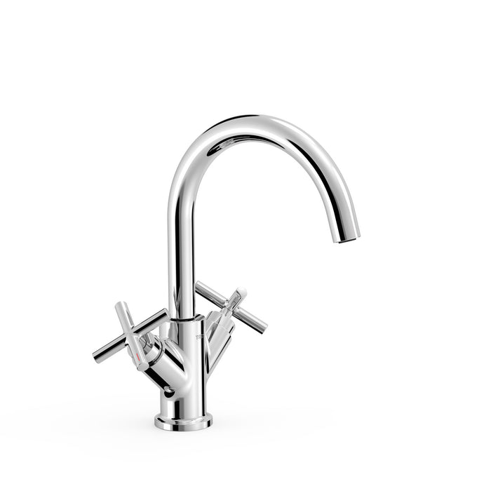 TRES 28320301 MONT BLANC Grifo Bimando Alto Lavabo Color Cromo