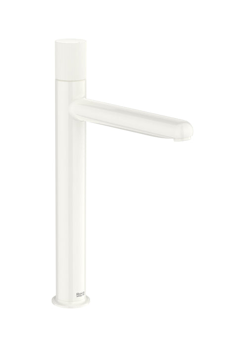 ROCA A5A3C3FP30 NU Grifo Monomando Lavabo Caño Alto Cold Start Maneta Stripes Blanco Brillo