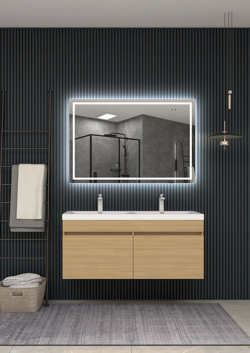 LEDIMEX HOLAN009/80 HOLANDA Espejo LED Cuadrado Luz Frontal Cromo 80x80 cm