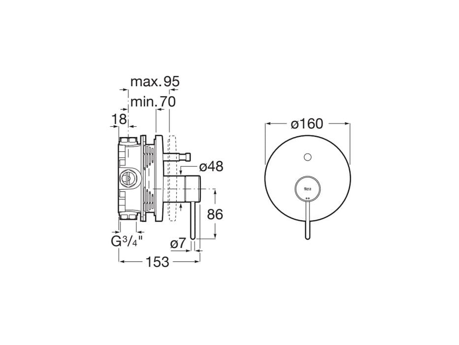 ROCA A5A0B3FCN0 NU Grifo Monomando Empotrable para Baño-Ducha Maneta Pin Negro Titanio
