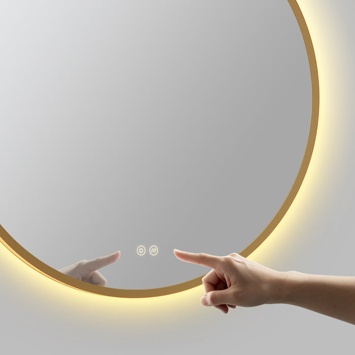 BATHSTAGE B-CRONOS Espejo Led Redondo C/Sensor Touch Doble Triled y Antivaho Marco Oro Viejo