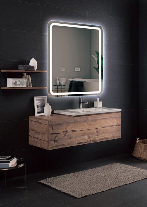LEDIMEX AUST012/70 AUSTRIA Espejo LED Cuadrado Canto Redondeado Luz Frontal Cromo 70x80 cm