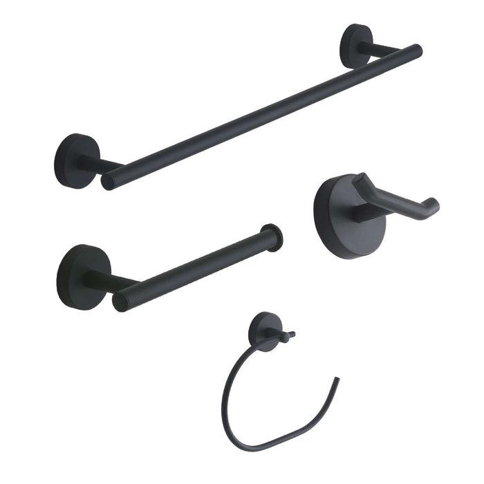 GEDY 23991400002 Set 4 Piezas (Toallero 45 cm, Portarrollo, Percha, Argolla) Negro Mate