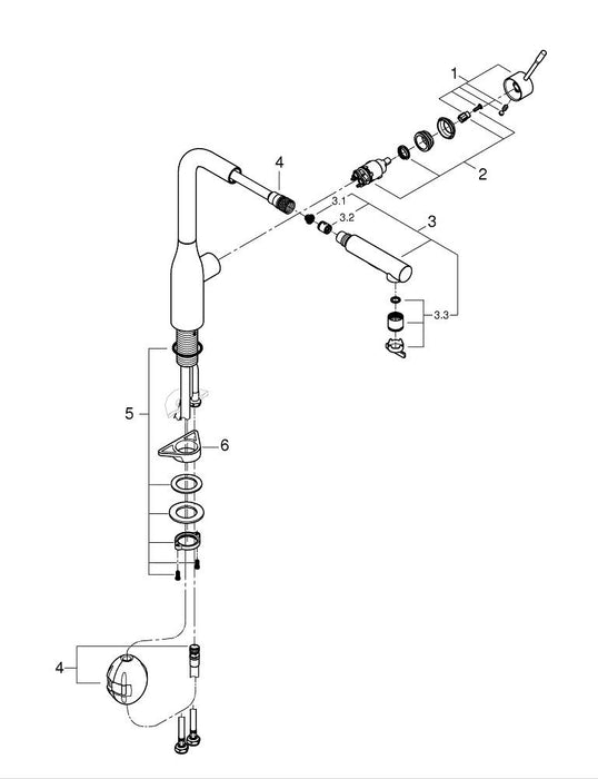 GROHE 28 628 243 TEMPESTA Codo de salida y florón Negro Mate