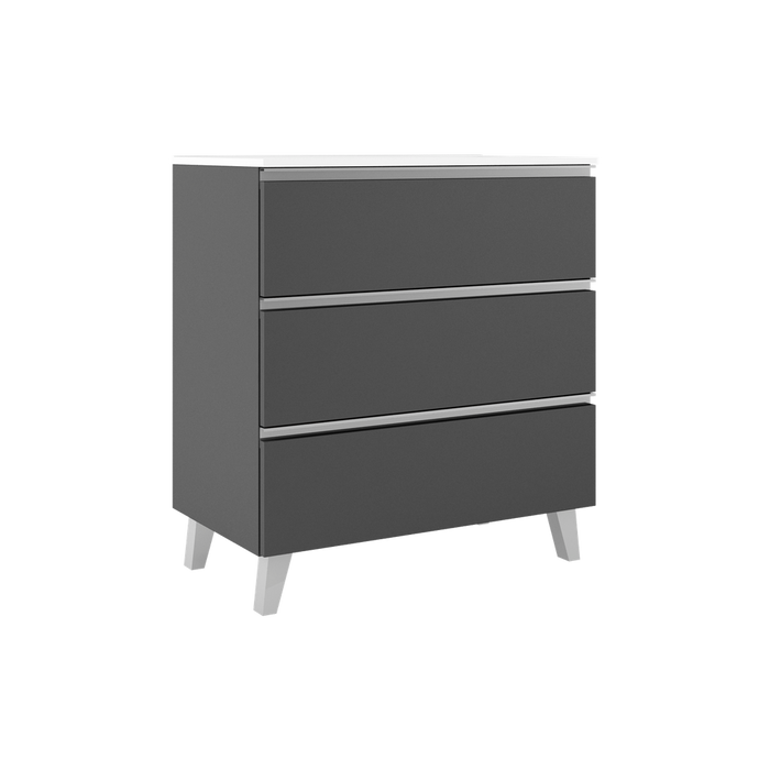 VISOBATH GRANADA Mueble de Baño con Lavabo 3 Cajones Color Ceniza Tirador Aluminio