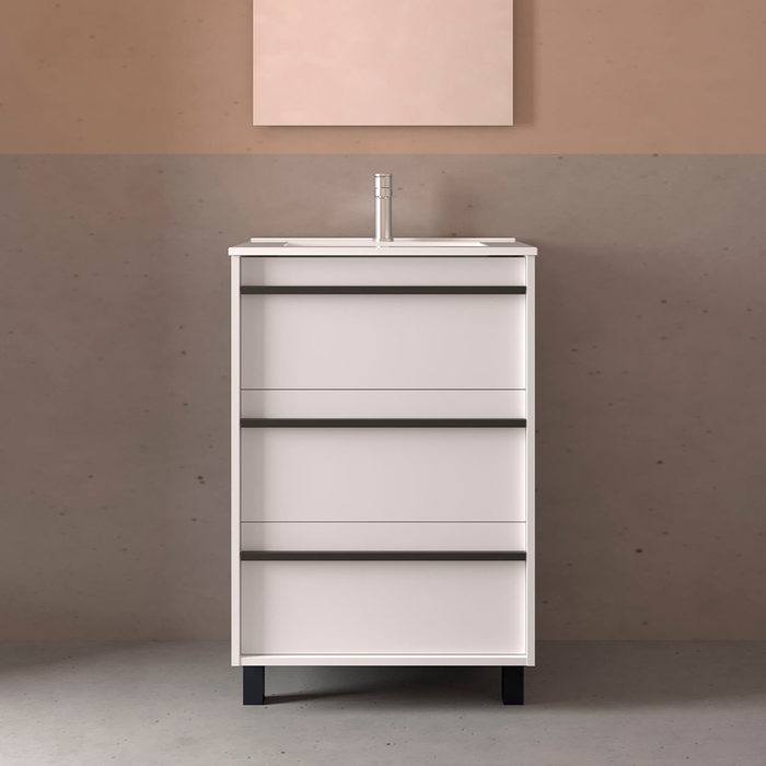 SALGAR ATTILA Mueble de Baño con Lavabo 3 Cajones Color Blanco Mate