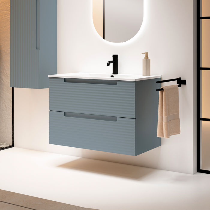 VISOBATH KYOTO Mueble de Baño con Lavabo 2 Cajones Suspendido Color Avio