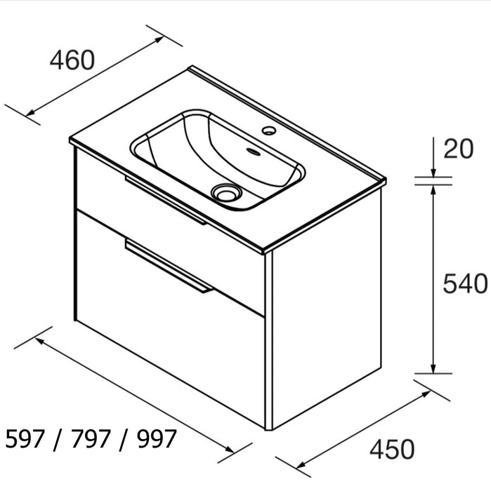 SALGAR LUVA Mueble+Lavabo Nogal Maya Tirador Oro