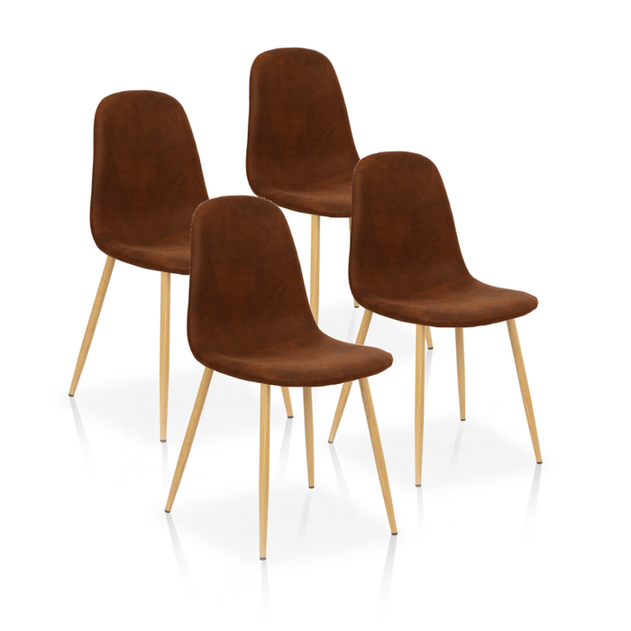 FURNITURE STYLE FS5192AVELFAB MARGOT Pack 4 Sillas de Comedor Textil Color Marrón Avellana