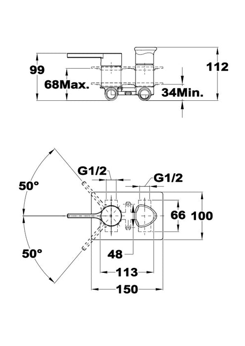 STROHM TEKA 30171020C3 DESSIN Grifo Monomando Empotrado 2 Salidas Para Ducha