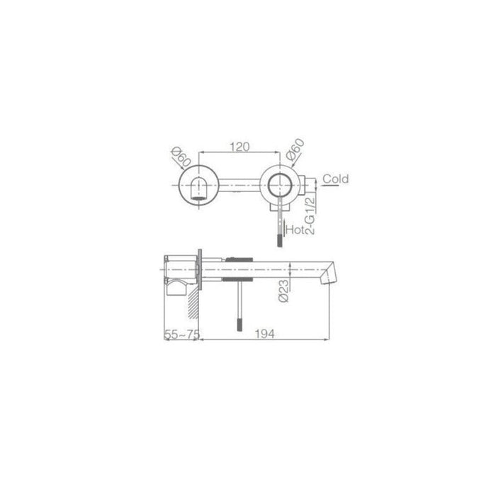 IMEX GLD038/OC LINE Grifo de Lavabo Empotrado Oro Cepillado