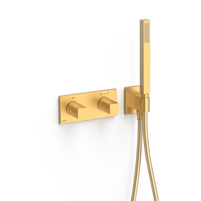 TRES 30725201OM B-SYSTEM Grifo Termostático Empotrado de 2 Vías Color Oro Mate 24K