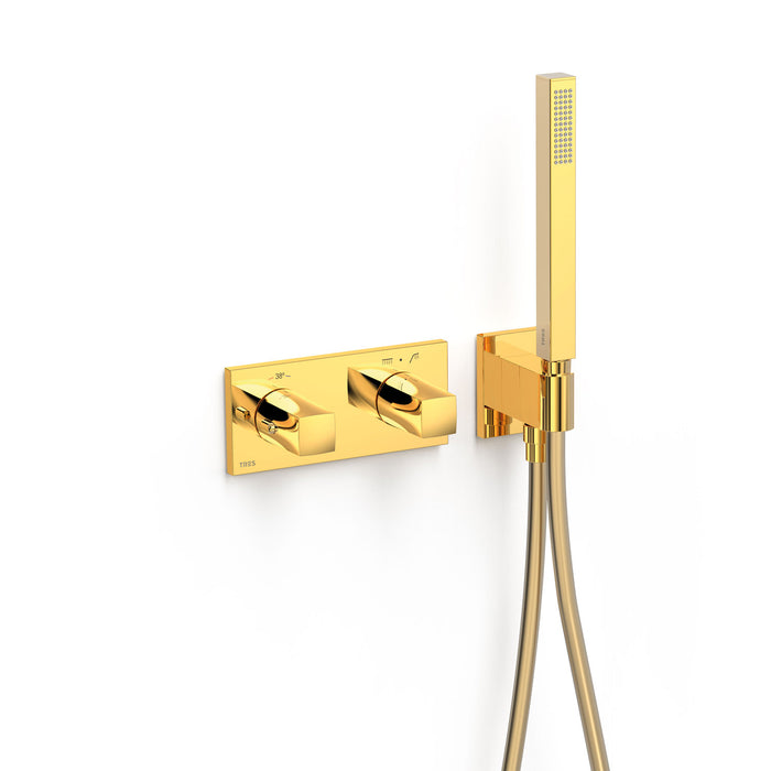 TRES 30725201OR B-SYSTEM Grifo Termostático Empotrado de 2 Vías Color Oro 24K