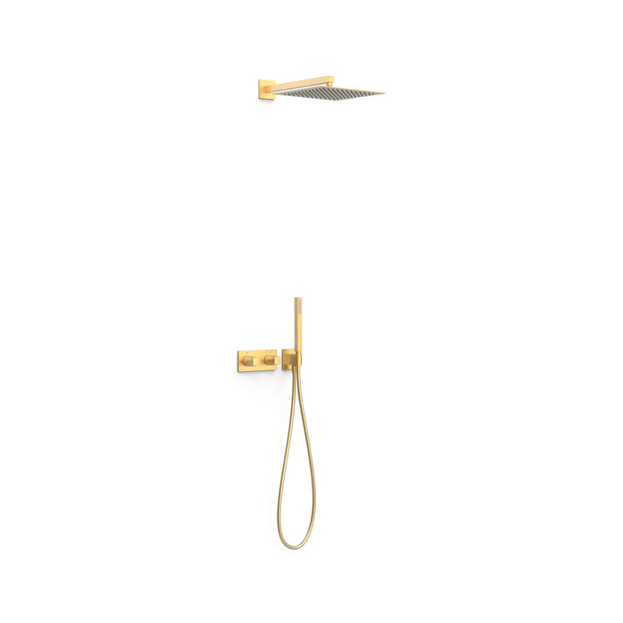 TRES 30725204OM B-SYSTEM Kit de Grifo Termostático Empotrado de 2 Vías Ducha Color Oro Mate 24K