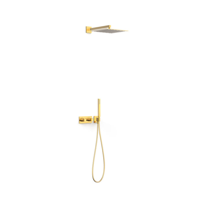 TRES 30725204OR B-SYSTEM Kit de Grifo Termostático Empotrado de 2 Vías Ducha Color Oro 24K