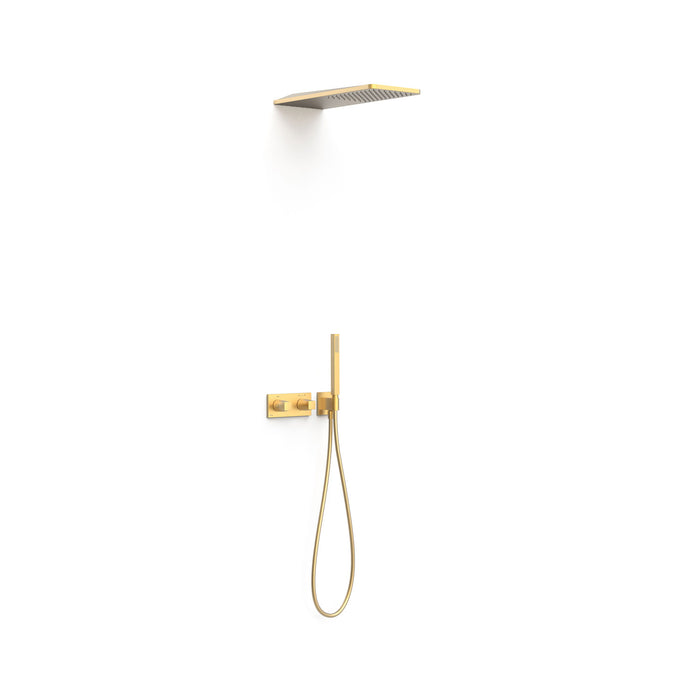 TRES 30725205OM B-SYSTEM Kit de Grifo Termostático Empotrado de 2 Vías Ducha Color Oro Mate 24K