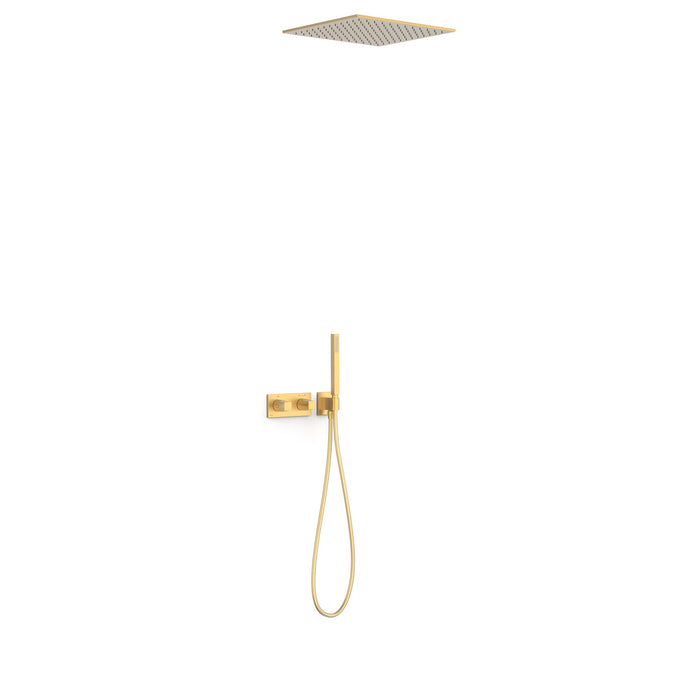 TRES 30725206OM B-SYSTEM Kit de Grifo Termostático Empotrado de 2 Vías Ducha Color Oro Mate 24K