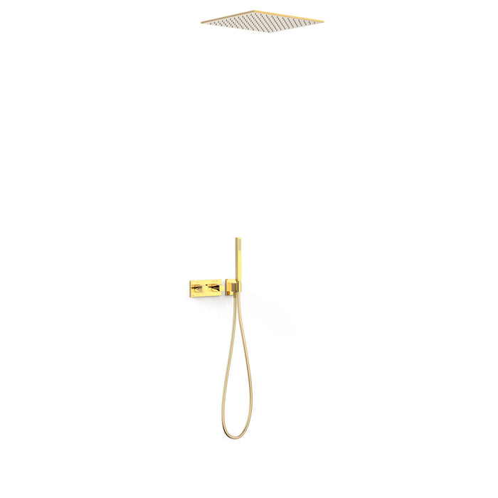 TRES 30725206OR B-SYSTEM Kit de Grifo Termostático Empotrado de 2 Vías Ducha Color Oro 24K