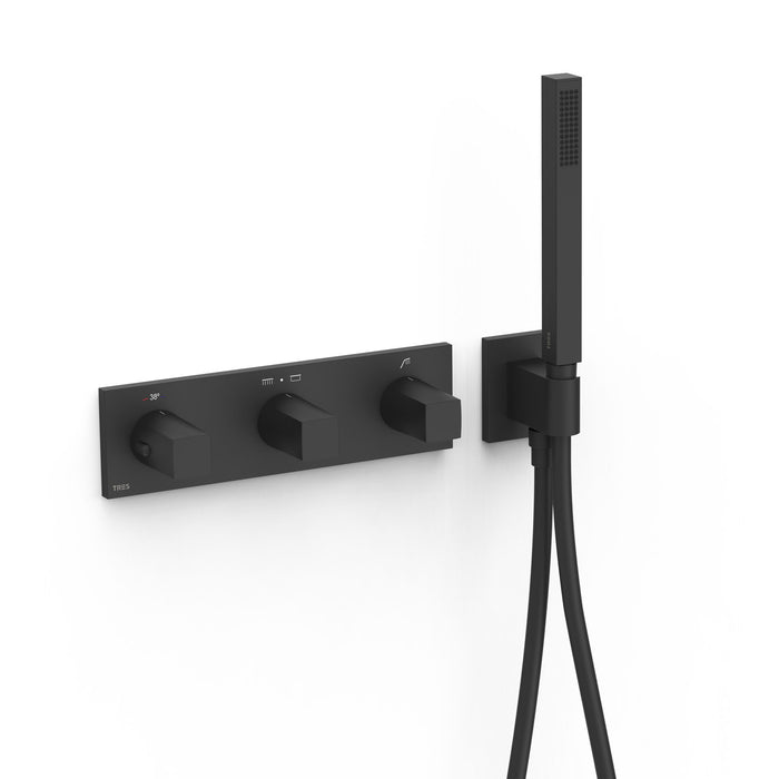 TRES 30725301NM B-SYSTEM Grifo Termostático Empotrado de 3 Vías Color Negro Mate