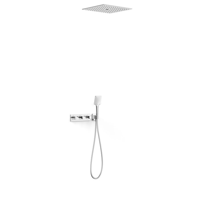 TRES 30725306 B-SYSTEM Kit de Grifo Termostático Empotrado de 3 Vías Ducha Color Cromo
