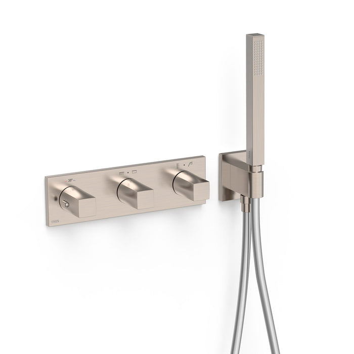 TRES 30725401AC B-SYSTEM Grifo Termostático Empotrado de 4 Vías Color Acero
