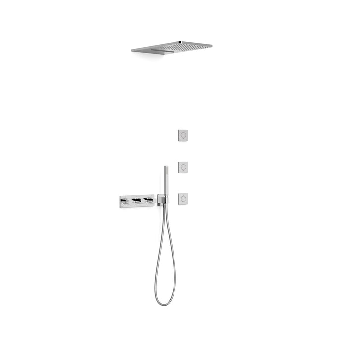 TRES 30725405 B-SYSTEM Kit de Grifo Termostático Empotrado de 4 Vías Ducha Color Cromo
