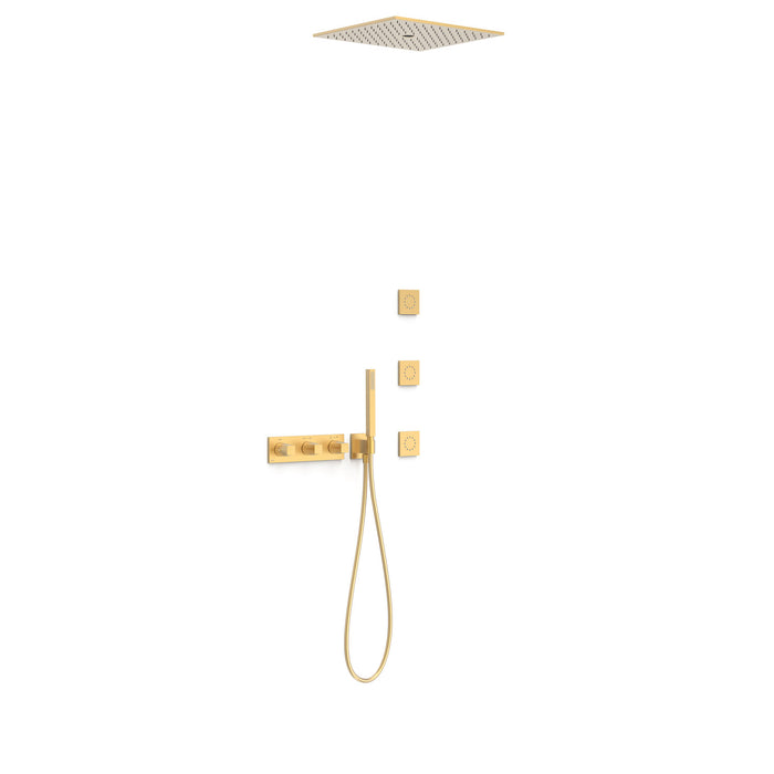 TRES 30725406OM B-SYSTEM Kit de Grifo Termostático Empotrado de 4 Vías Ducha Color Oro Mate 24K