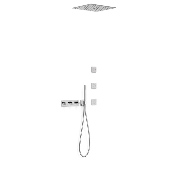 TRES 30725406 B-SYSTEM Kit de Grifo Termostático Empotrado de 4 Vías Ducha Color Cromo