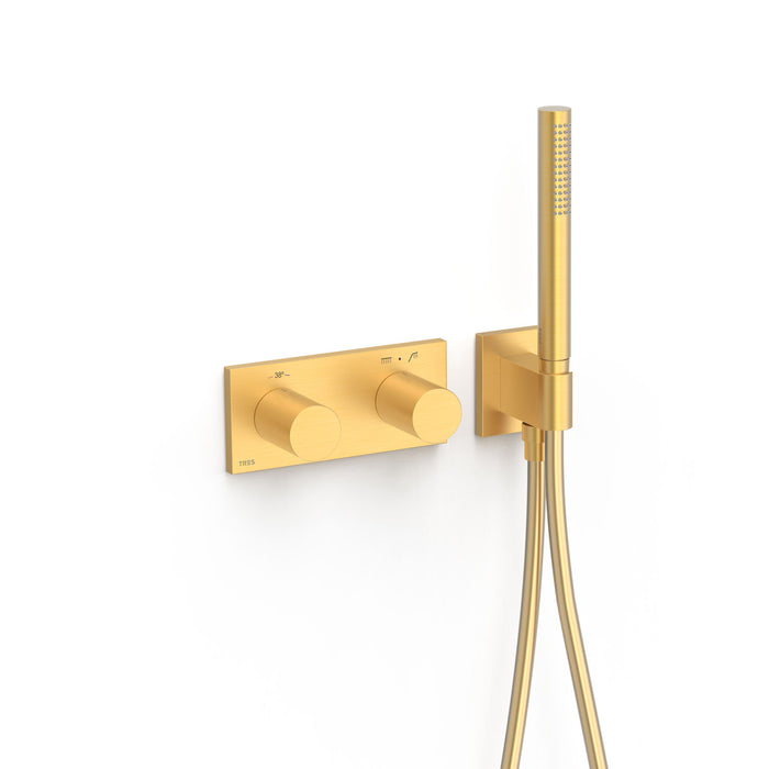 TRES 30735201OM B-SYSTEM Grifo Termostático Empotrado de 2 Vías Color Oro Mate 24K