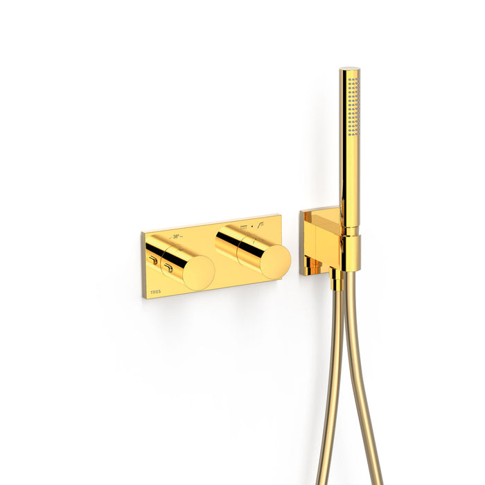TRES 30735201OR B-SYSTEM Grifo Termostático Empotrado de 2 Vías Color Oro 24K