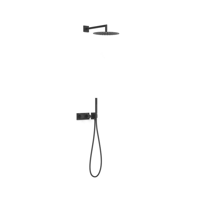 TRES 30735204NM B-SYSTEM Kit de Grifo Termostático Empotrado de 2 Vías Ducha Color Negro Mate