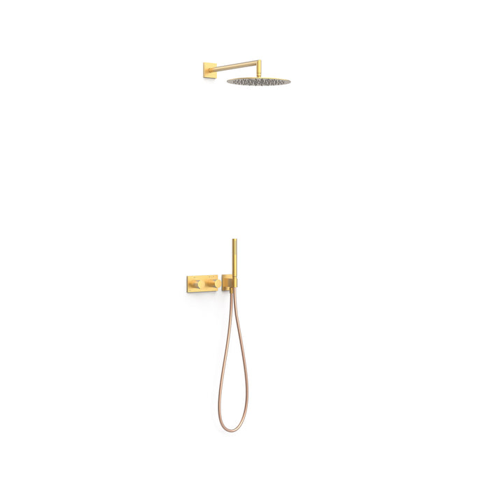 TRES 30735204OM B-SYSTEM Kit de Grifo Termostático Empotrado de 2 Vías Ducha Color Oro Mate 24K