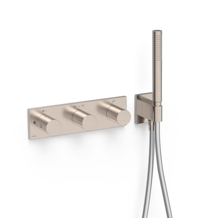 TRES 30735301AC B-SYSTEM Grifo Termostático Empotrado de 3 Vías Color Acero