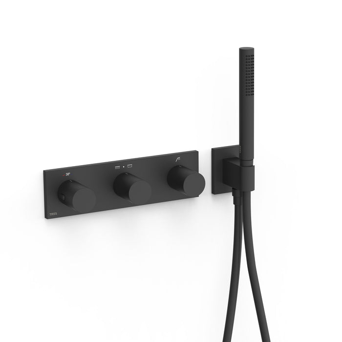 TRES 30735301NM B-SYSTEM Grifo Termostático Empotrado de 3 Vías Color Negro Mate