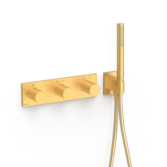 TRES 30735401OM B-SYSTEM Grifo Termostático Empotrado de 4 Vías Color Oro Mate 24K