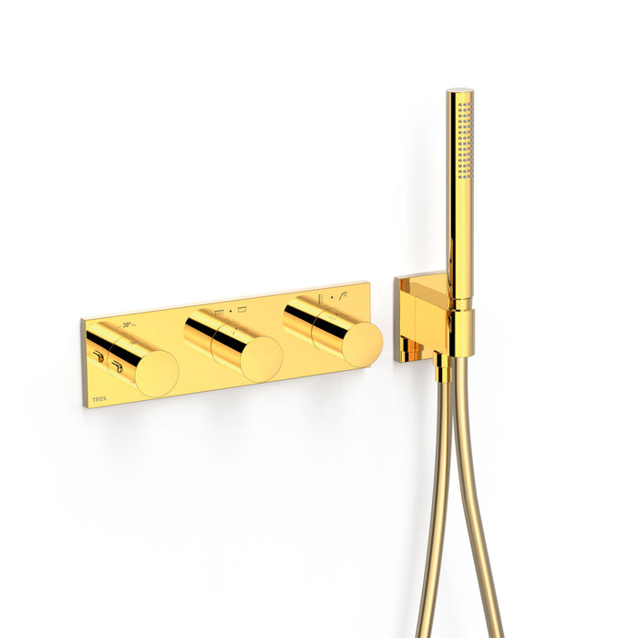 TRES 30735401OR B-SYSTEM Grifo Termostático Empotrado de 4 Vías Color Oro 24K