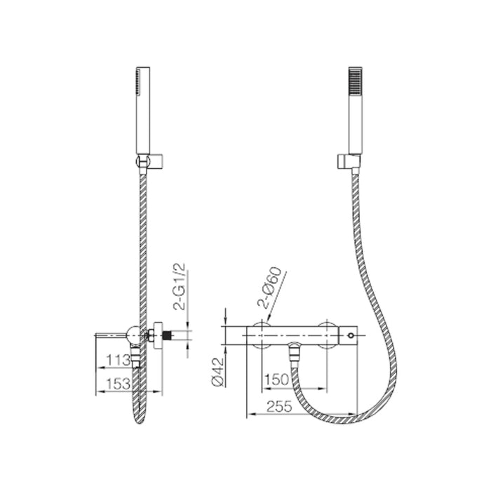 IMEX BTG053-4BGM GÉNOVA Grifo Termostático Para Bañera Black Gun Metal