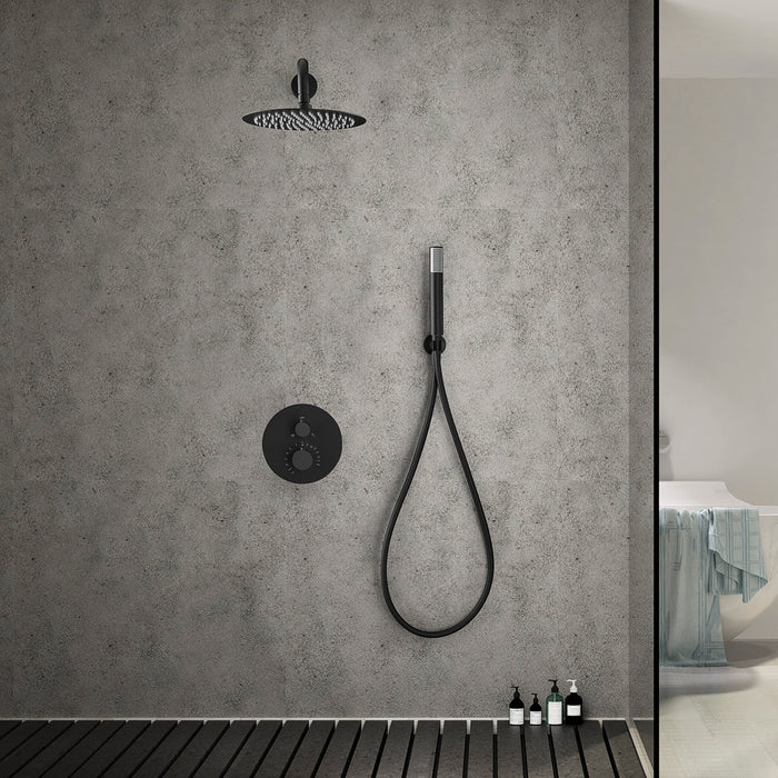 IMEX GTD038/NG LINE Conjunto de Ducha Empotrado Termostático Negro Mate