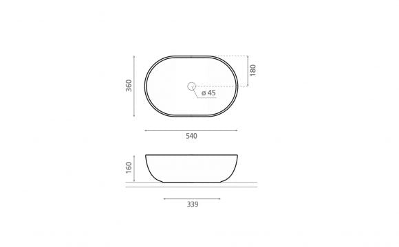 BATHCO 4129 LIVORNO Lavabo Sobre Encimera Oval 54 Blanco