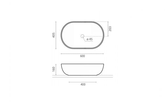 BATHCO 4130 LIVORNO Lavabo Sobre Encimera Oval 60 Blanco