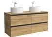 SALGAR 115956 BEQUIA METAL Mueble de Baño 2 pozas Porcelana 120cm Roble